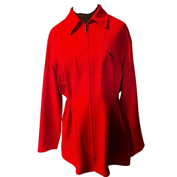 Emanuel Ungaro Red Zip Blazer Vintage Medium Made In Hong Kong - Picture 1 of 8